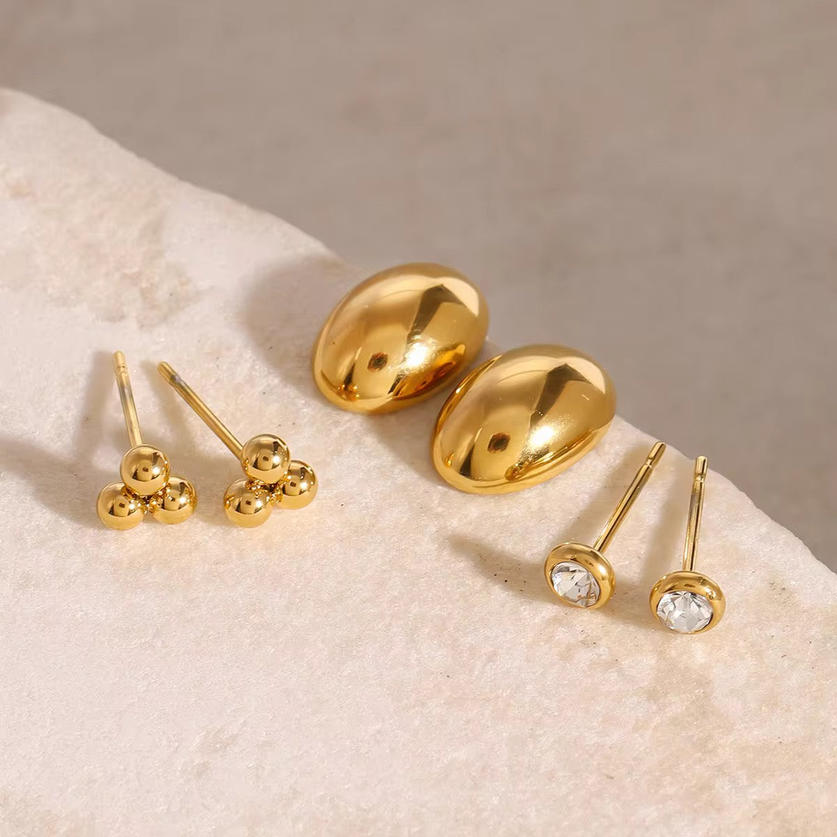 Minimal helix 3 pair set earrings