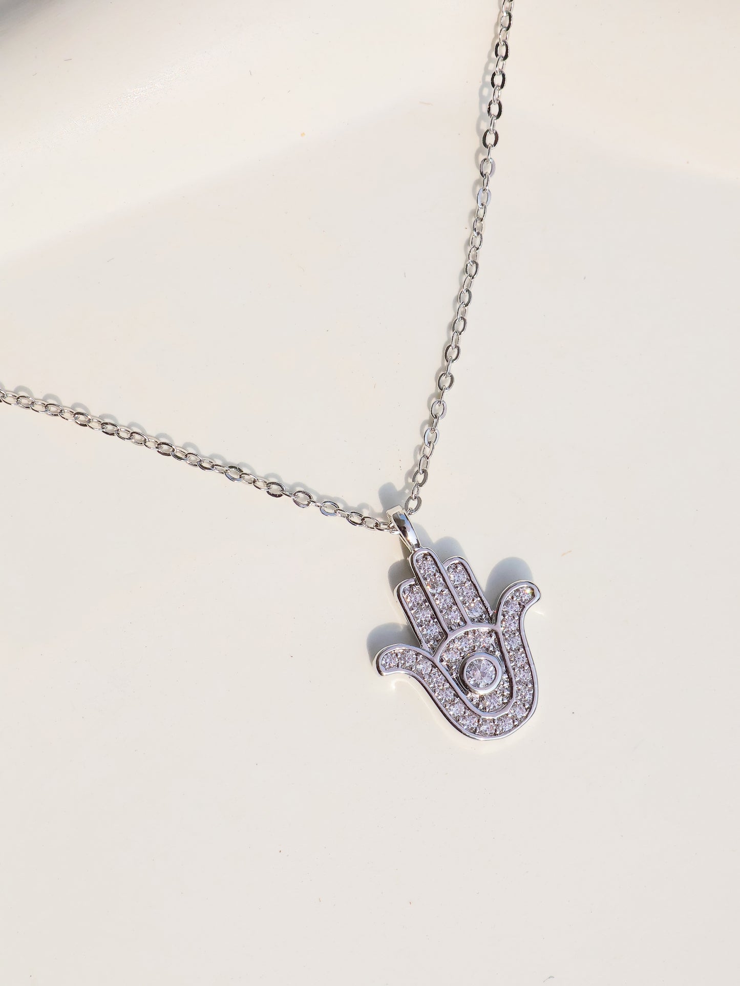 DAINTY HAMSA SILVER NECKLACE
