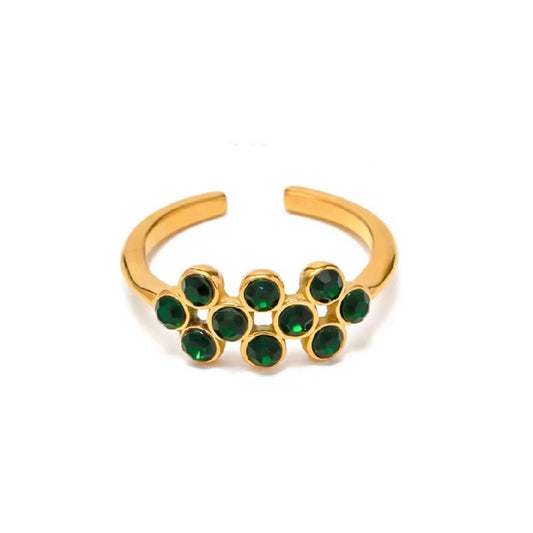 Studded green diamond ring