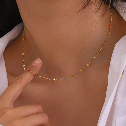 Dainty beaded chain necklace
