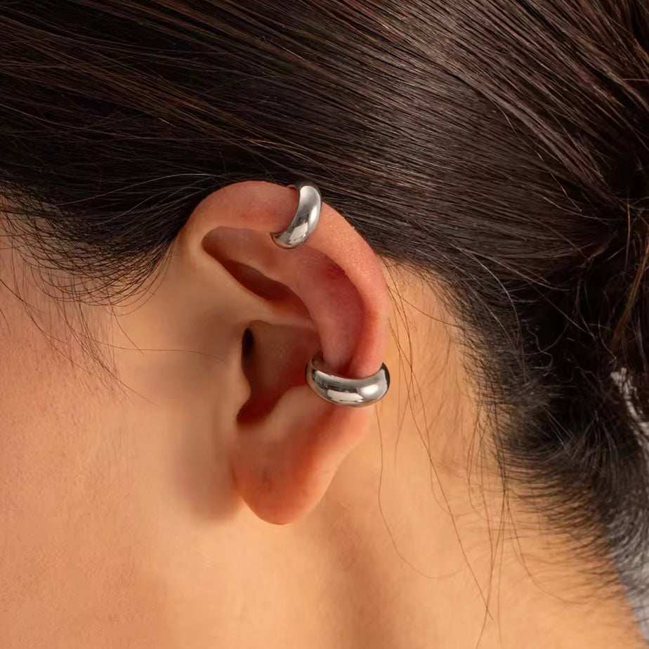Silver helix cuff earrings