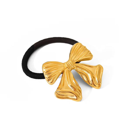 GOLD BOW HAIRTIE