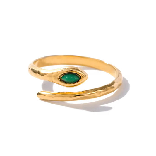 Dainty green serpent ring