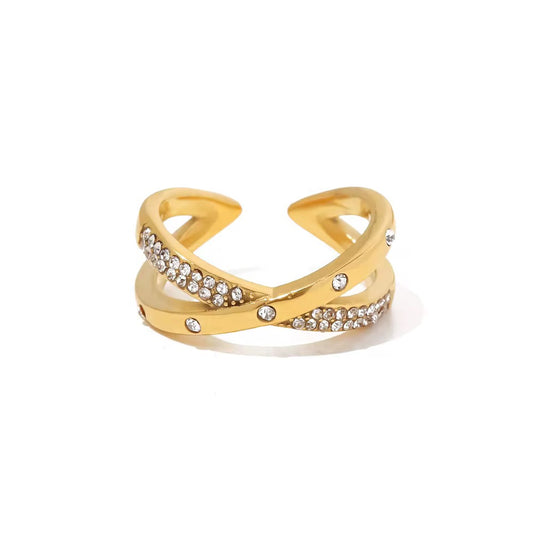 Criss cross diamond ring