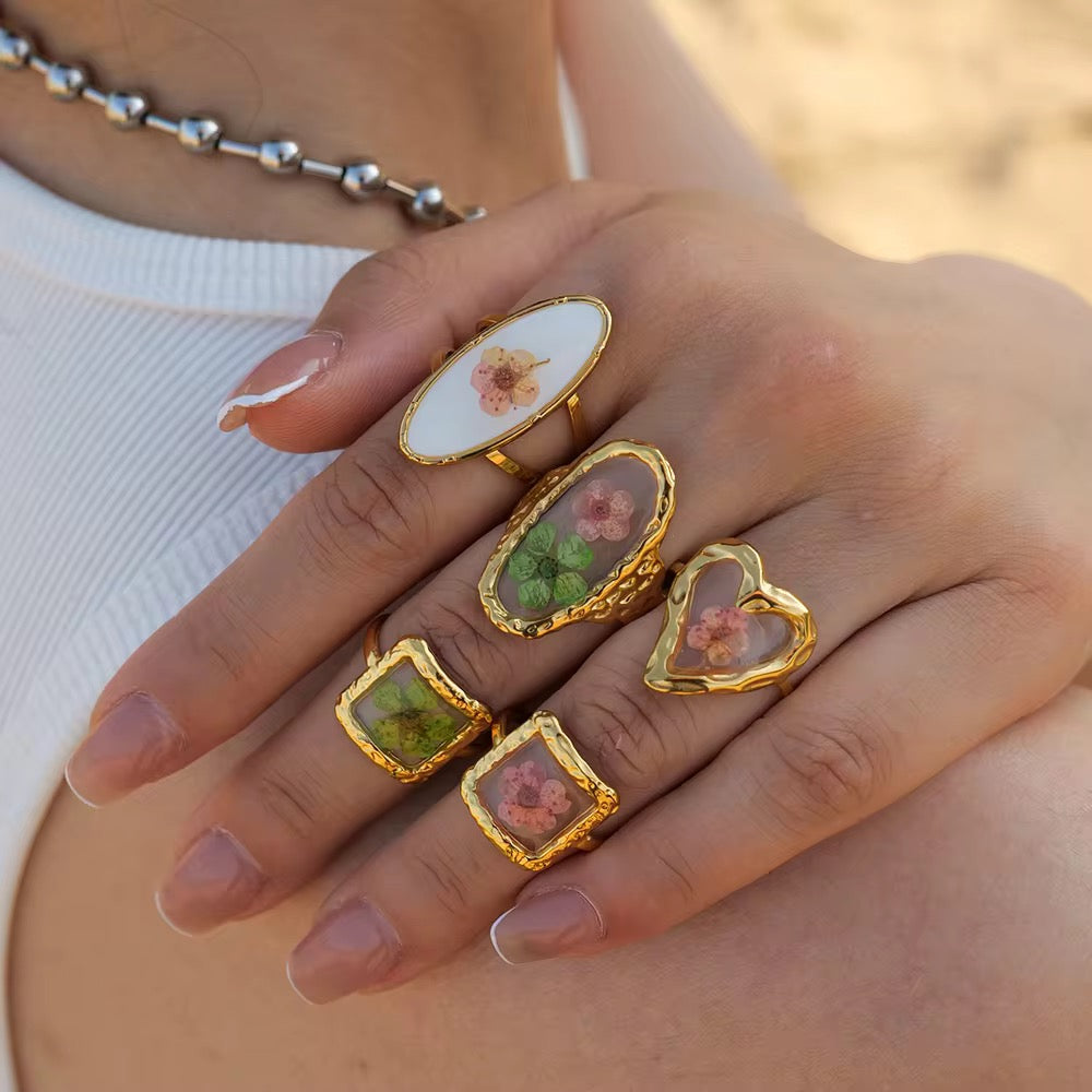 Ethereal pink flower ring