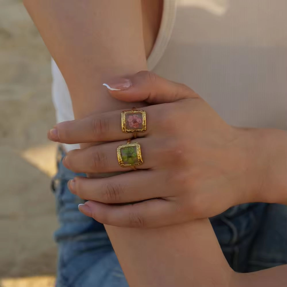 Ethereal pink flower ring