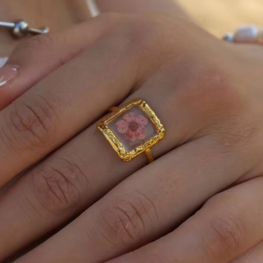 Ethereal pink flower ring