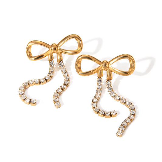Zirconia bow earrings