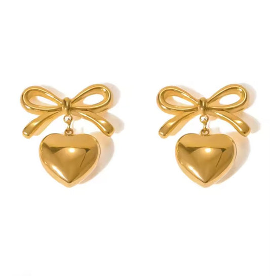 Bow love gold earrings