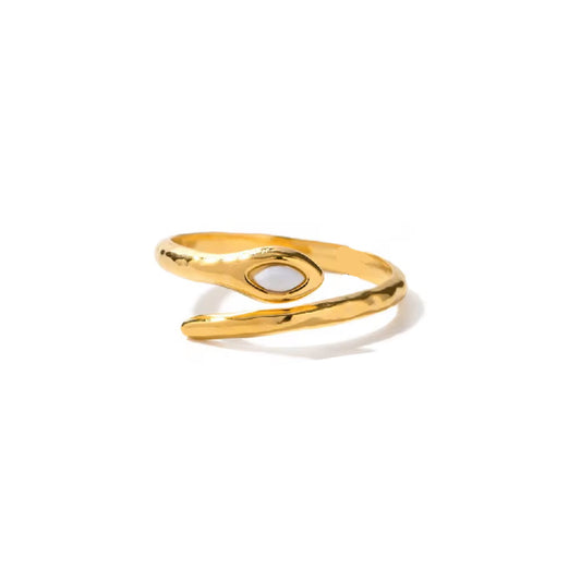 Dainty white serpent ring