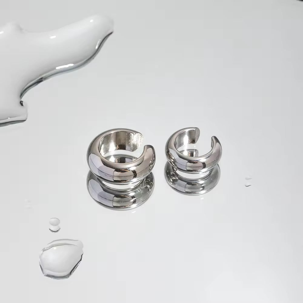 Silver helix cuff earrings