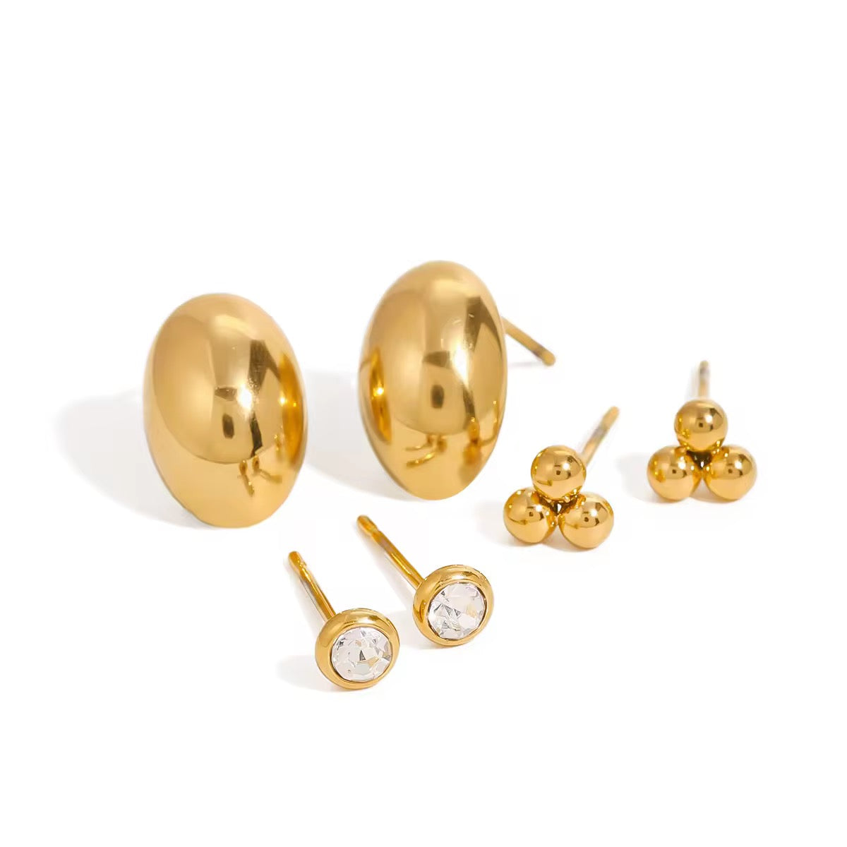 Minimal helix 3 pair set earrings