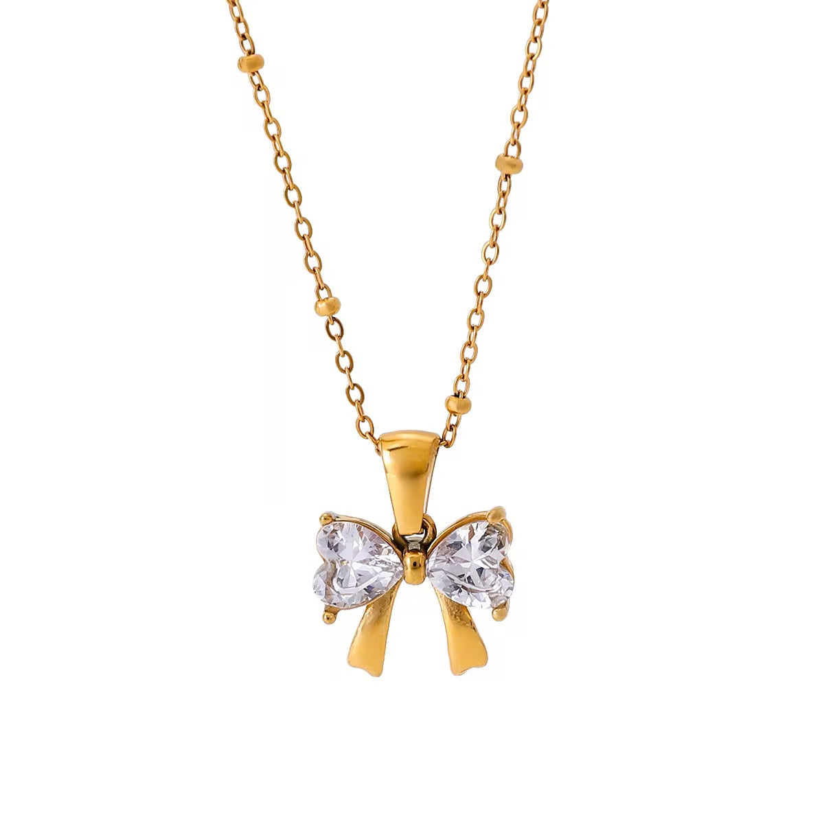 Zirconia bow necklace