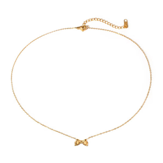 Minimal tiny bow necklace