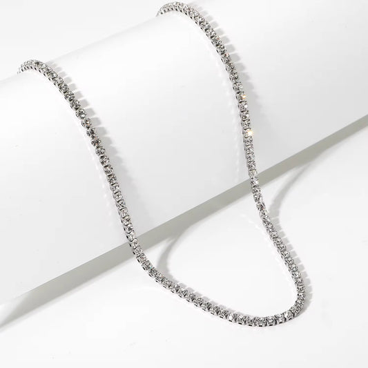 Rhinestone tennis chain necklace