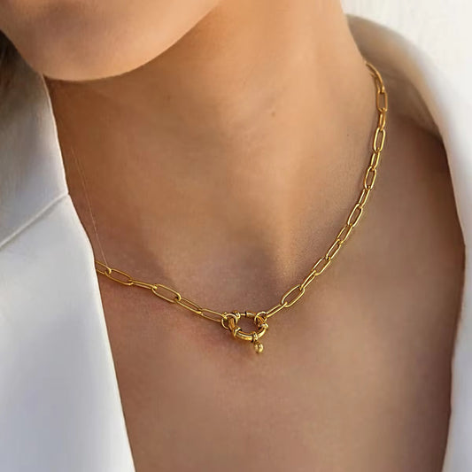 Clip charm chain necklace
