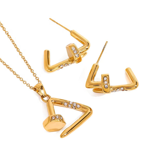 NAIL NECKLACE & EARRINGS SET