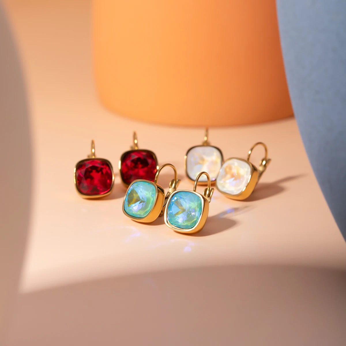 WHITE GEMSTONE HUGGIE EARRINGS