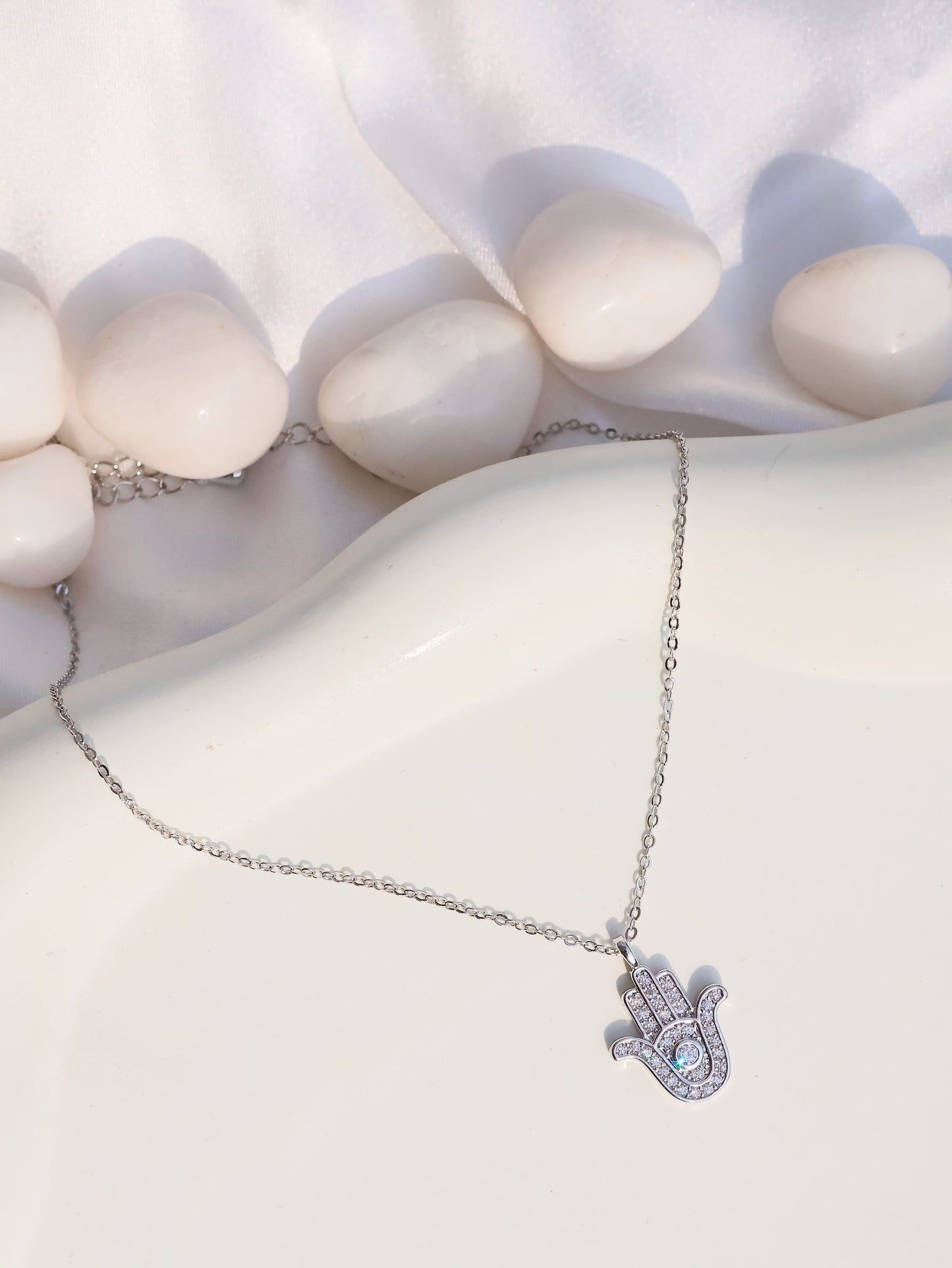 DAINTY HAMSA SILVER NECKLACE