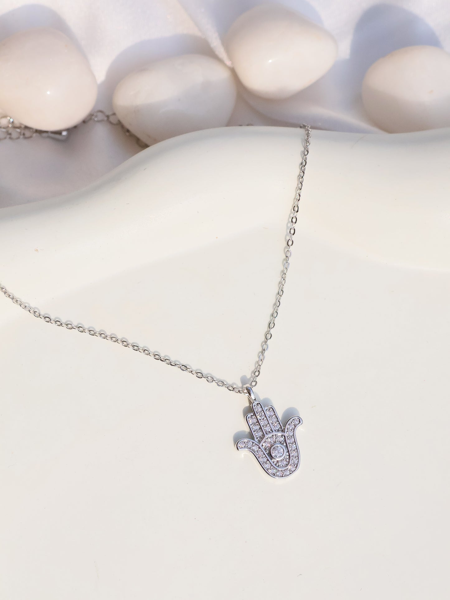 DAINTY HAMSA SILVER NECKLACE